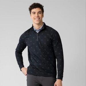NWT Levelwear Finley 1/4 Zip Pullover Black Cross Print Men’s L Golf Performance